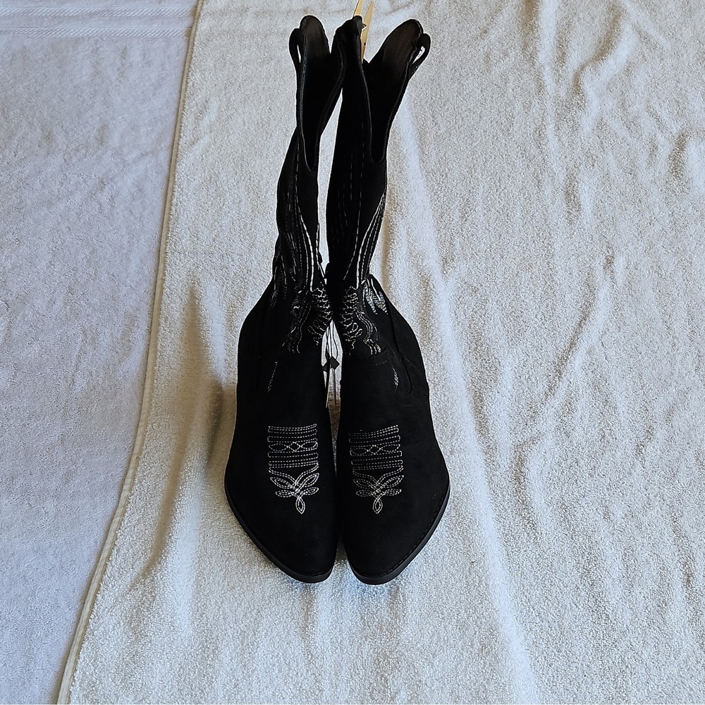 J.Adams Shoes Roundup Black Microfiber Mid-Calf Pull On‎ Pointed Toe Women 7